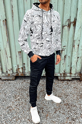 Bluza męska z kapturem biała Dstreet BX5790