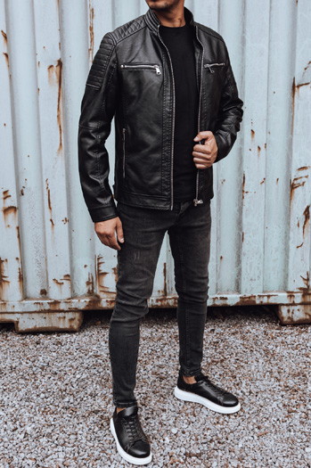 Kurtka męska przejściowa skórzana czarna Dstreet TX4731