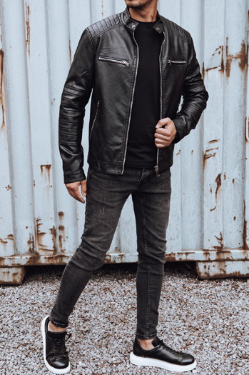 Kurtka skórzana męska czarna Dstreet TX4736