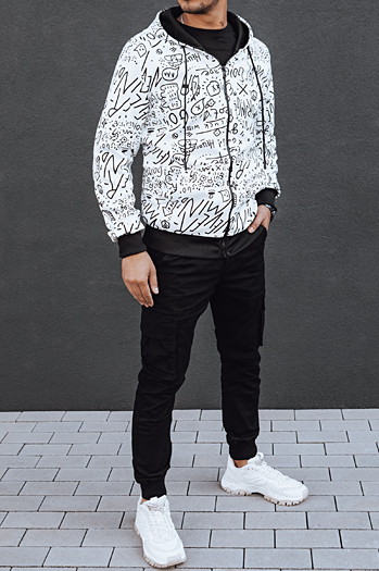 Bluza męska rozpinana z kapturem biała Dstreet BX5811