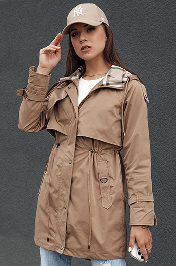 Kurtka przejściowa damska parka FASHLOVE ciemnobeżowa Dstreet TY4391