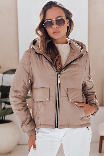 Kurtka damska pikowana z kapturem ARON kamelowa Dstreet TY4398