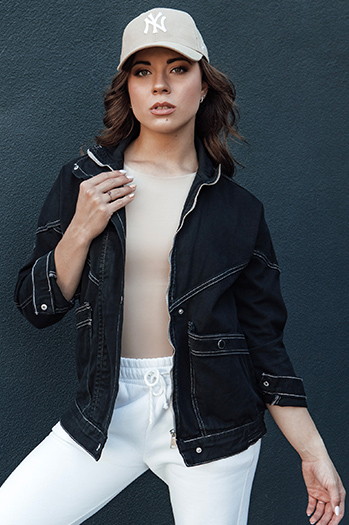 Kurtka przejściowa damska jeansowa BERENICES czarna Dstreet TY4410