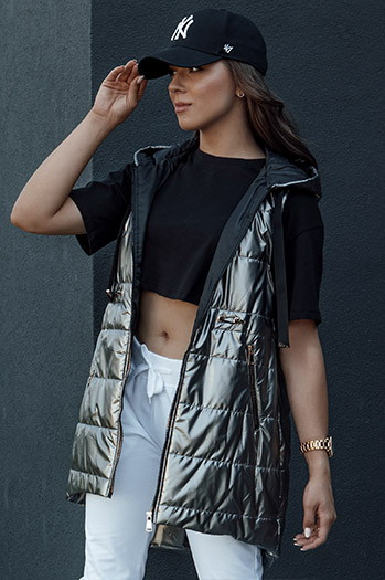 Kamizelka damska pikowana PIXIECODE ciemnoszara Dstreet TY4437