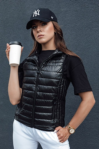 Kamizelka pikowana damska ze stójką STYLISHZ czarna Dstreet TY4440