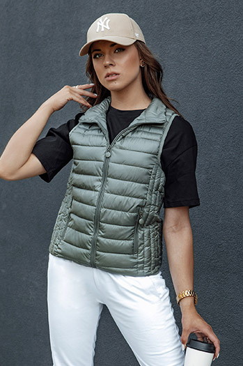 Kamizelka pikowana damska ze stójką STYLISHZ zielona Dstreet TY4448