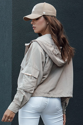 Kurtka przejściowa damska z kapturem BUNOL beżowa Dstreet TY4468