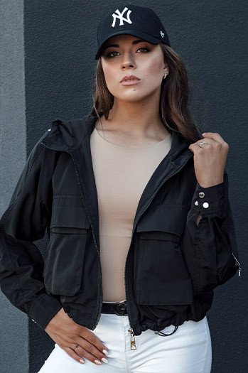 Kurtka przejściowa damska z kapturem BUNOL czarna Dstreet TY4469