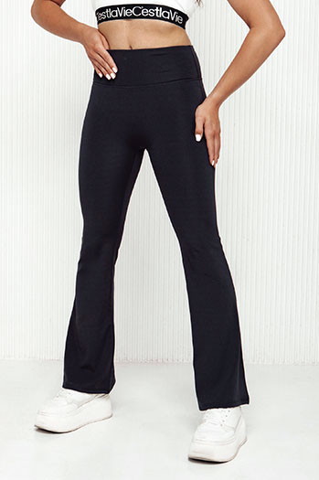 Spodnie damskie dzwony High Waist SLIMLINE czarne Dstreet UY2147