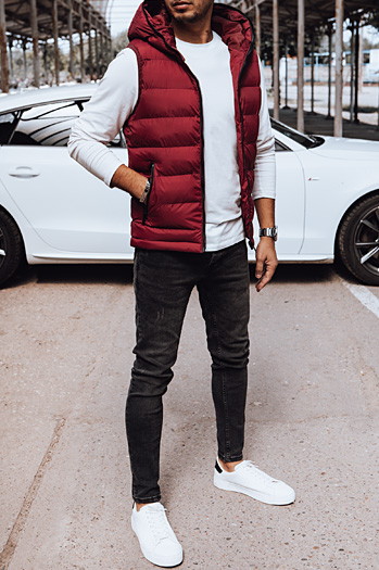 Kamizelka męska pikowana z kapturem czerwona Dstreet TX4742