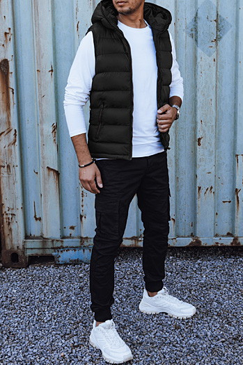 Kamizelka męska pikowana z kapturem czarna Dstreet TX4750