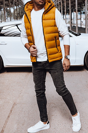 Kamizelka męska pikowana z kapturem żółta Dstreet TX4752