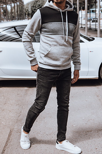 Bluza męska z kapturem jasnoszara Dstreet BX5830