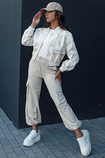 Kurtka bomberka damska tie dye SERRO beżowa Dstreet TY4478