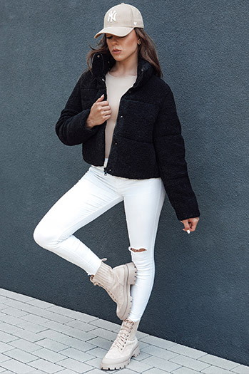 Kurtka zimowa damska krótka alpaka CELESTIAL czarna Dstreet TY4481