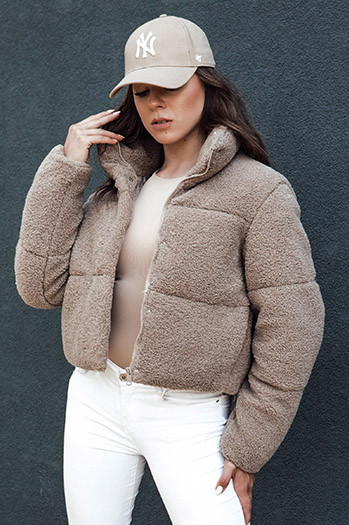 Kurtka zimowa damska krótka alpaka CELESTIAL kamelowa Dstreet TY4482