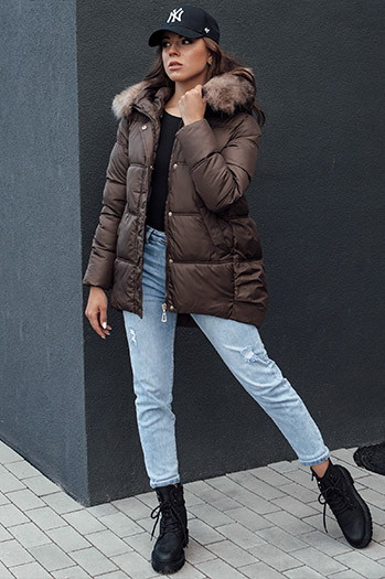 Kurtka zimowa damska z kapturem STELLAR brązowa Dstreet TY4493