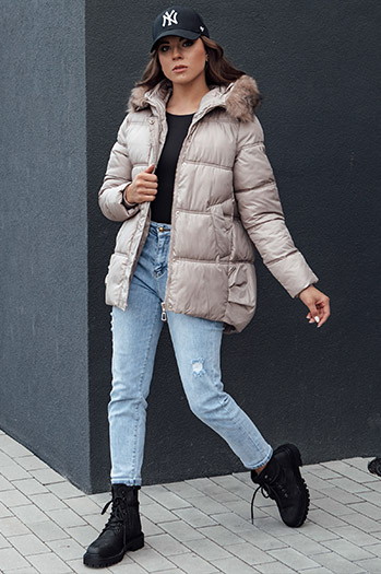 Kurtka zimowa damska z kapturem STELLAR beżowa Dstreet TY4494