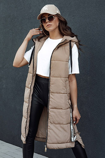 Kamizelka damska pikowana SKYLER kamelowa Dstreet TY4503