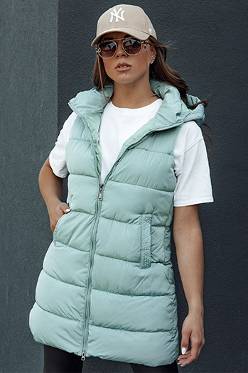 Kamizelka damska pikowana z kapturem BRITA zielona Dstreet TY4511