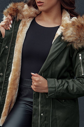 Kurtka zimowa damska parka z kapturem AVENA II zielona Dstreet TY4512