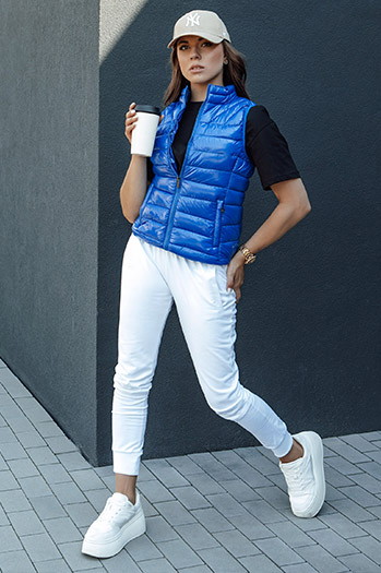 Kamizelka damska krótka pikowana WIANO niebieska Dstreet TY4522