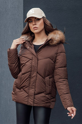 Kurtka zimowa damska z kapturem WAYWARD brązowa Dstreet TY4529