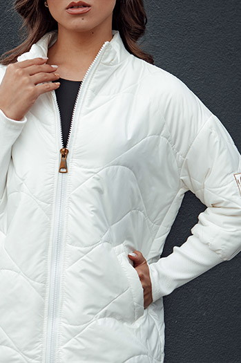 Kurtka przejściowa pikowana damska ze stójką ARANA ecru Dstreet TY4527