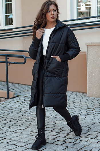 Płaszcz damski oversize NADIA pikowany czarny Dstreet TY4542