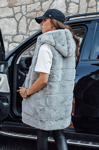 Kamizelka damska futrzana ASHTON szara Dstreet TY4545