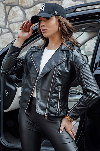 Kurtka skórzana damska ramoneska przejściowa krótka TELIS czarna Dstreet TY4556