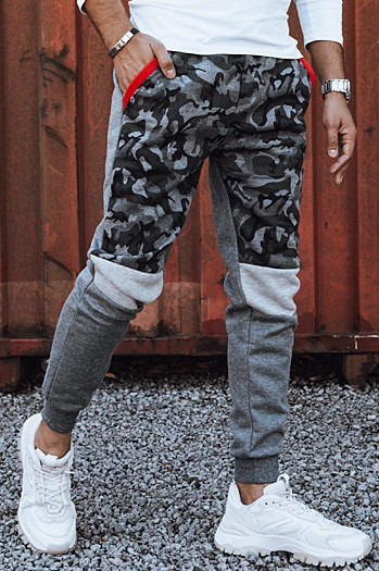 Spodnie męskie dresowe camo antracytowe Dstreet UX4427