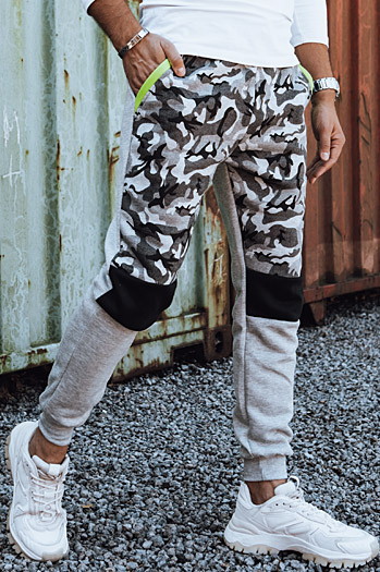 Spodnie męskie dresowe camo szare Dstreet UX4428