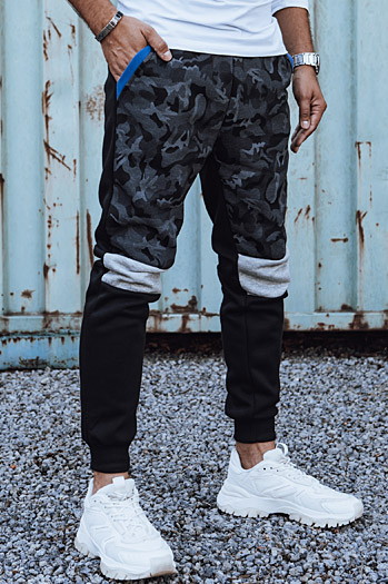 Spodnie męskie dresowe camo czarne Dstreet UX4429