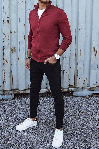 Sweter męski rozpinany bordowy Dstreet WX2215