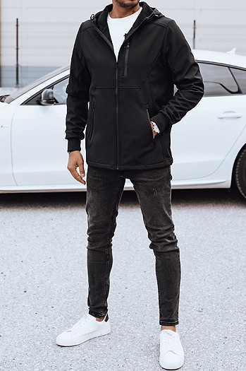 Kurtka męska przejściowa softshell z kapturem czarna Dstreet TX4819