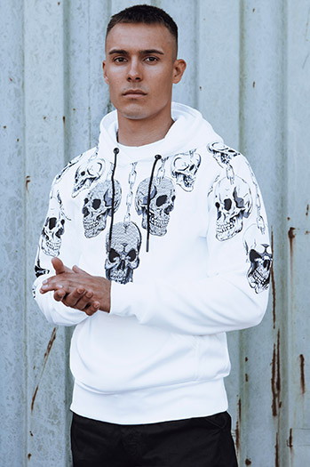 Bluza męska z kapturem biała Dstreet BX5840