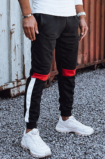 Spodnie męskie dresowe ze ściągaczem czarne Dstreet UX4448