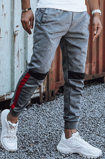 Spodnie męskie dresowe ze ściągaczem antracytowe UX4449