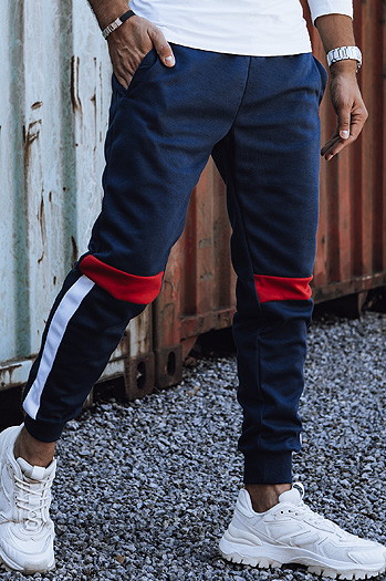 Spodnie męskie dresowe ze ściągaczem granatowe UX4450