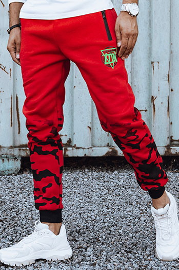 Spodnie dresowe męskie z nadrukiem czerwone Dstreet UX4452