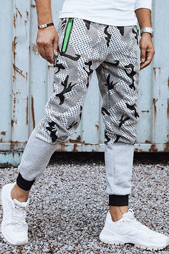 Spodnie męskie dresowe moro jasnoszare Dstreet UX4453