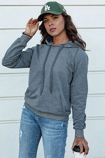 Ciemnoszara damska bluza dresowa z kapturem LARA II Dstreet BY1334