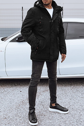 Kurtka męska zimowa z kapturem czarna Dstreet TX4823