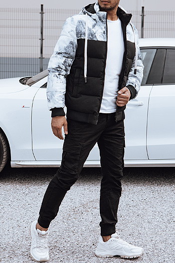 Kurtka męska zimowa pikowana z kapturem czarna Dstreet TX4824