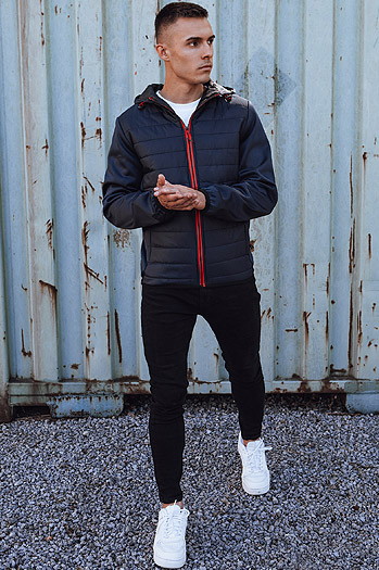 Kurtka męska przejściowa pikowana z kapturem granatowa Dstreet TX4861