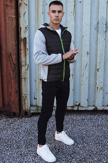 Kurtka męska przejściowa pikowana z kapturem szara TX4862