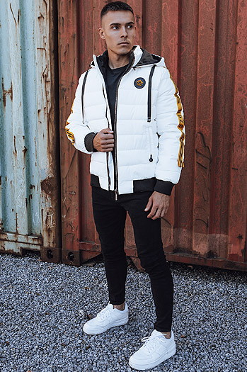 Kurtka zimowa męska pikowana z kapturem biała Dstreet TX4865