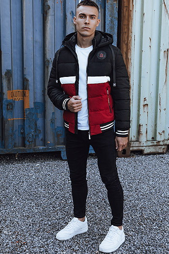 Kurtka zimowa męska pikowana z kapturem czarna Dstreet TX4868