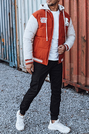 Kurtka zimowa męska z kapturem czerwona Dstreet TX4877